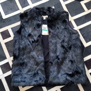 Michael Kors black faux fur vest, size large